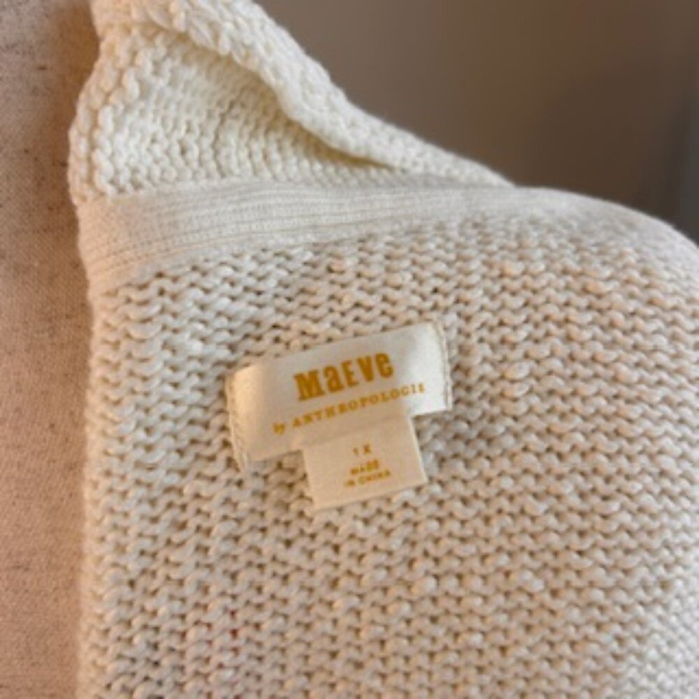 Maeve x Anthropologie White Knit Sailboat Cardigan - Size 1X ** NEVER WORN ** - Picture 4 of 4